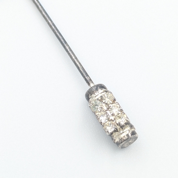Vintage mid-century very sparkly rhinestone flower stick pin / hat pin/lapel pin - Picture 4 of 6